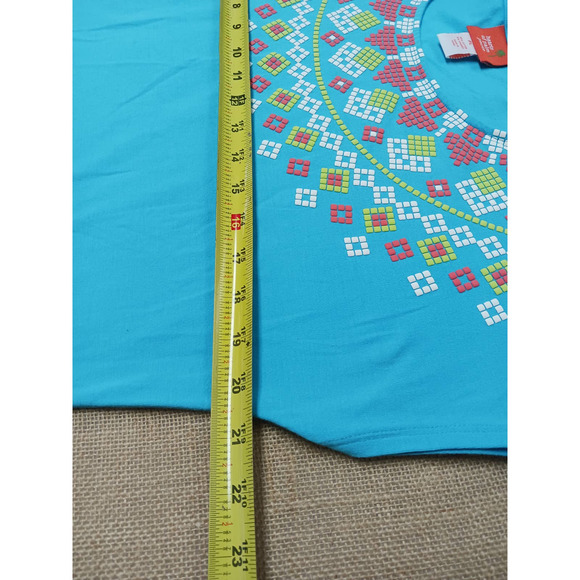 Hearts of Palm Multicolor embellishments Women's top Petite L - Picture 7 of 7